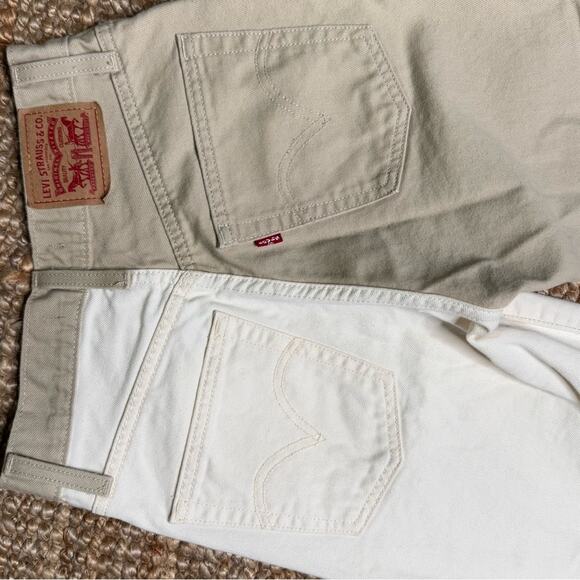 Levi's Women’s Ribcage Straight Ankle Two-toned Cream Tan Jeans Size 24 - Picture 2 of 10